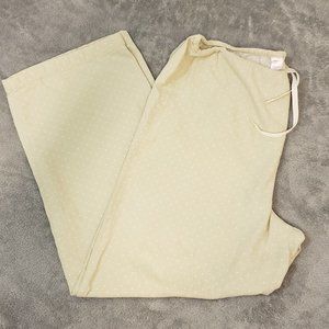 Cream Cotton Drawstring Elastic Pajama PJS Bottoms Pants Size Small Wide Leg